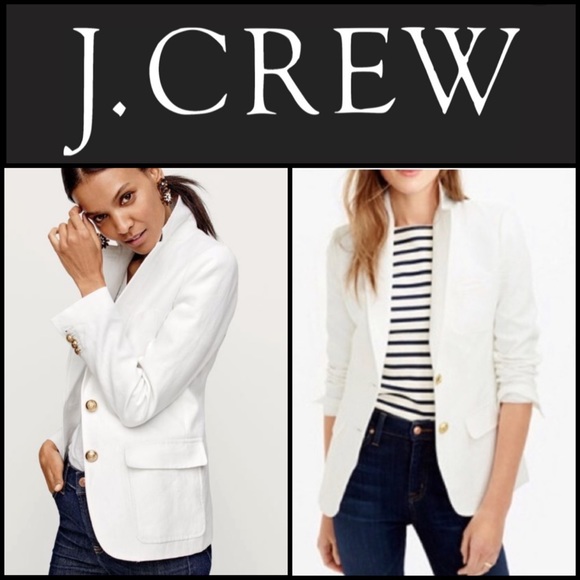 J. Crew Jackets & Blazers - J Crew blazer.  White linen blazer with gold buttons.  Size 12